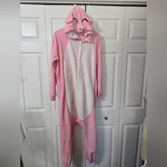 Pink Pig Onesie Costume With Pockets, Soft Plush, Small, Button Up Closure, NWOT - Picture 1 of 8